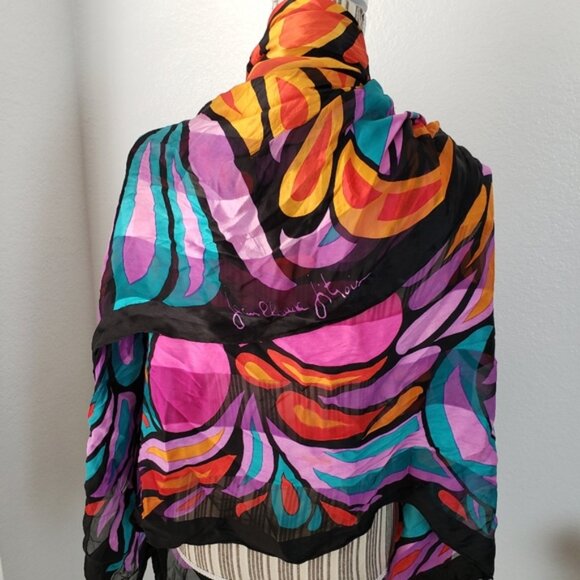 Rare Vintage Jean Claude Jitrois 80s Silk Scarf Large Shawl - Picture 16 of 16